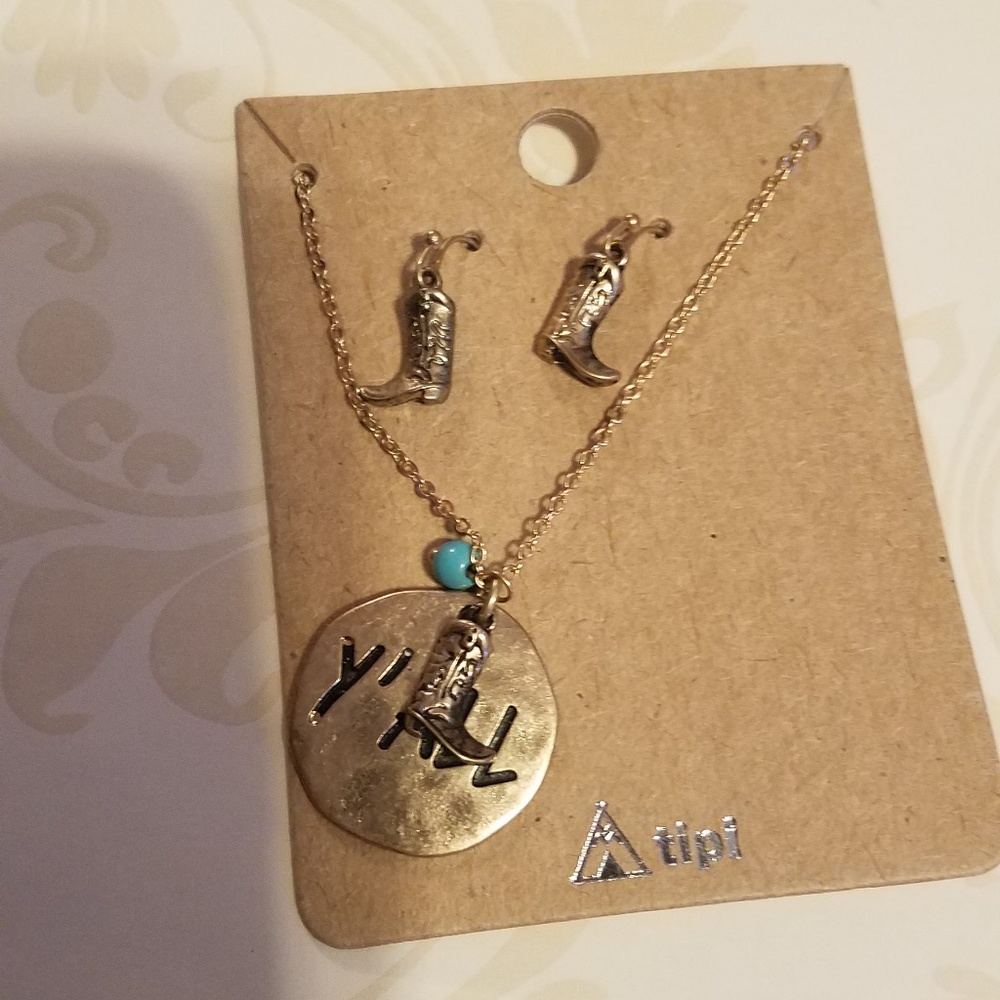 earrings and necklace